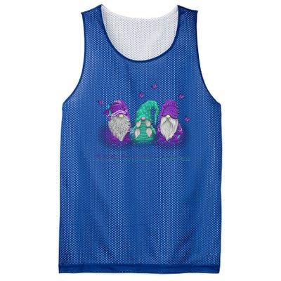 Three Gnome Suicide Prevention Awareness Ribbon Teal Purple Great Gift Mesh Reversible Basketball Jersey Tank