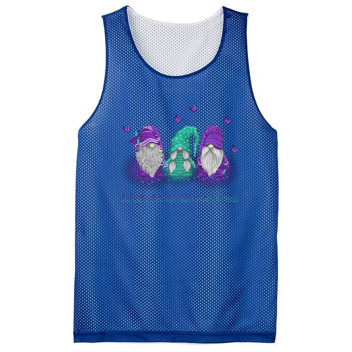 Three Gnome Suicide Prevention Awareness Ribbon Teal Purple Great Gift Mesh Reversible Basketball Jersey Tank