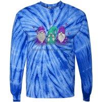 Three Gnome Suicide Prevention Awareness Ribbon Teal Purple Great Gift Tie-Dye Long Sleeve Shirt