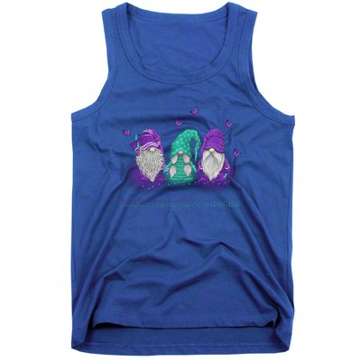 Three Gnome Suicide Prevention Awareness Ribbon Teal Purple Great Gift Tank Top