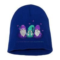 Three Gnome Suicide Prevention Awareness Ribbon Teal Purple Great Gift Short Acrylic Beanie