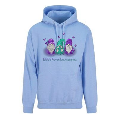 Three Gnome Suicide Prevention Awareness Ribbon Teal Purple Great Gift Unisex Surf Hoodie