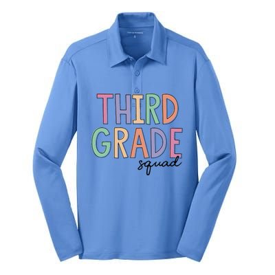 Third Grade Squad Teachers 3rd Grade Back to School Silk Touch Performance Long Sleeve Polo