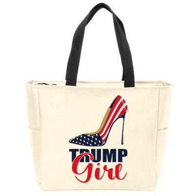 Trump Girl Stilettos High Heel American Flag Trump 2024 Zip Tote Bag