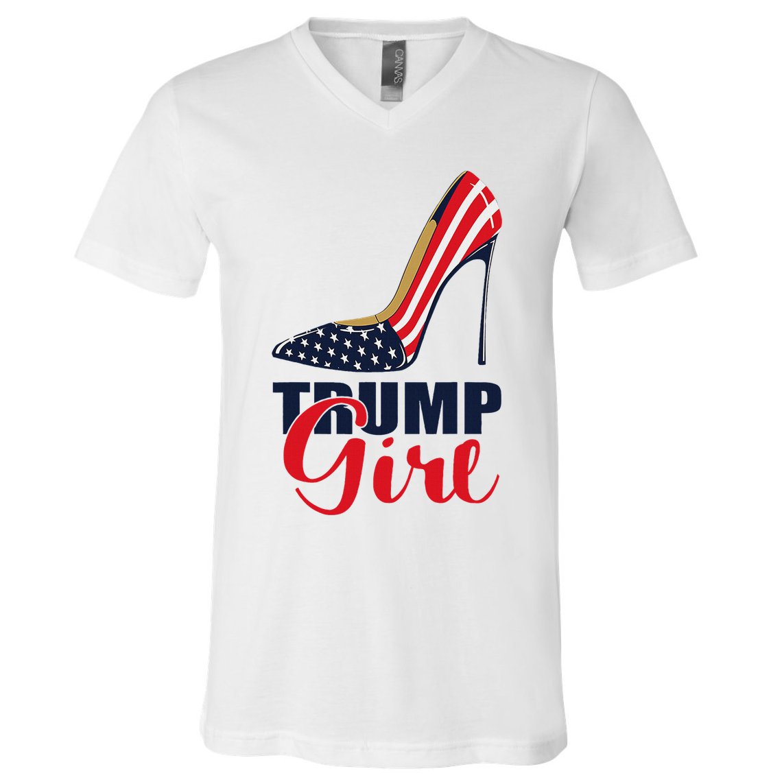 Trump Girl Stilettos High Heel American Flag Trump 2024 V-Neck T-Shirt