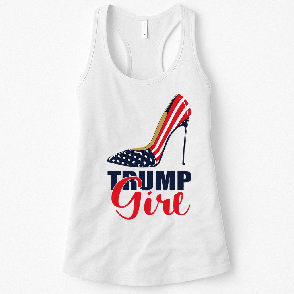 Trump Girl Stilettos High Heel American Flag Trump 2024 Womens Tank Top