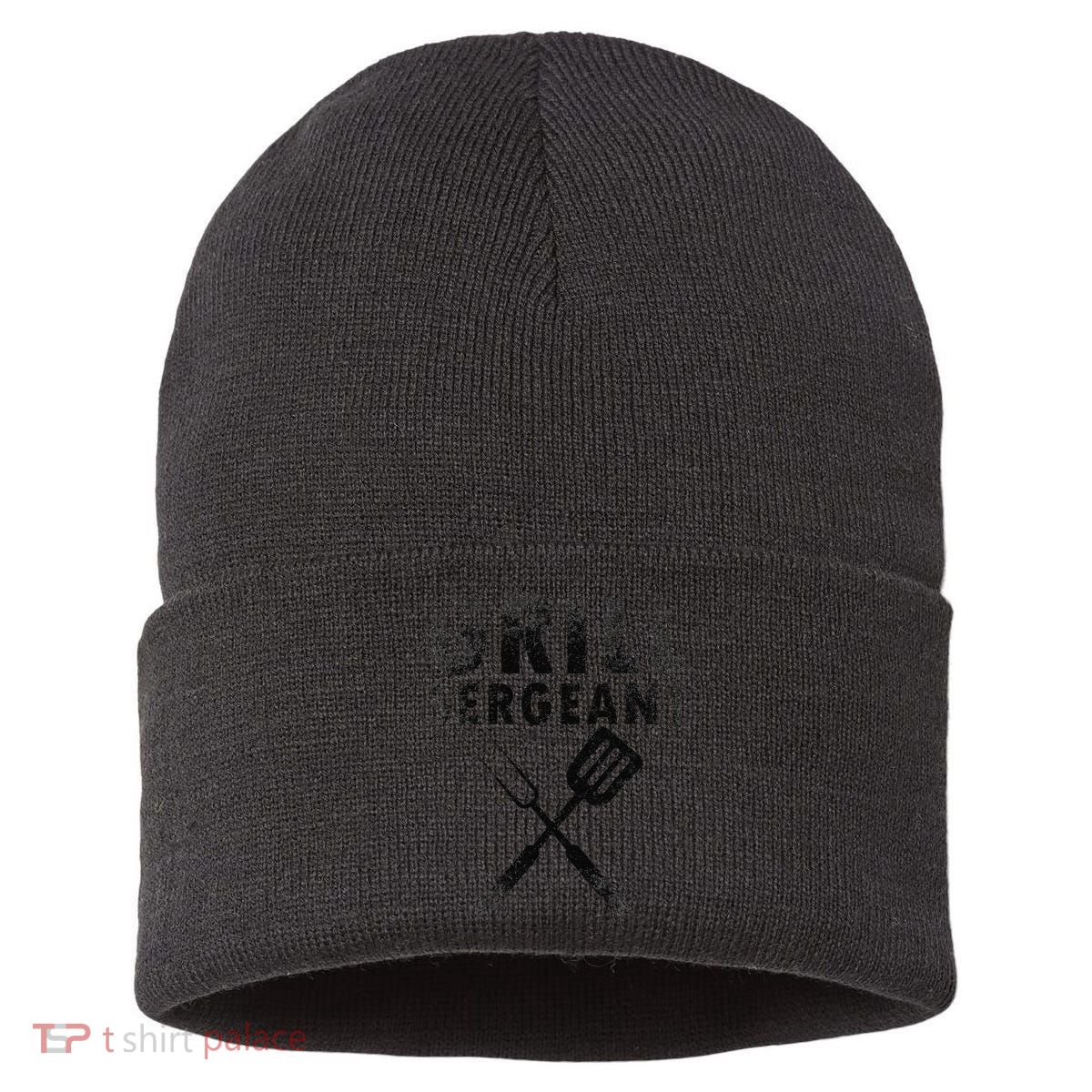 THE GRILL SERGEANT Funny Fathers Day BBQ Dad Joke Sustainable Knit Beanie