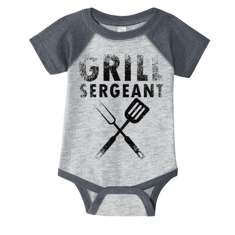 THE GRILL SERGEANT Funny Fathers Day BBQ Dad Joke Infant Baby Jersey Bodysuit