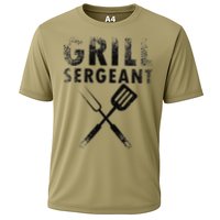 THE GRILL SERGEANT Funny Fathers Day BBQ Dad Joke Cooling Performance Crew T-Shirt