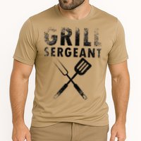 THE GRILL SERGEANT Funny Fathers Day BBQ Dad Joke Cooling Performance Crew T-Shirt