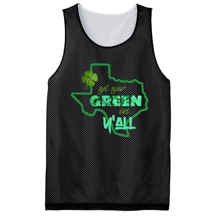 Texan Gift St Patty's Get Your Green On Y'all Cute Mesh Reversible Basketball Jersey Tank