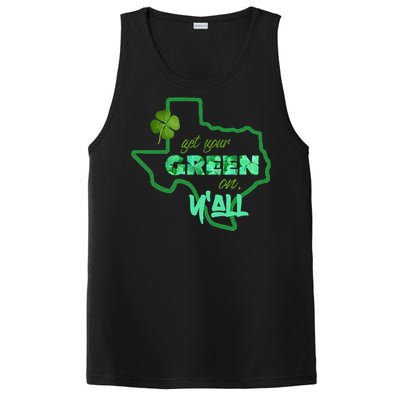 Texan Gift St Patty's Get Your Green On Y'all Cute PosiCharge Competitor Tank