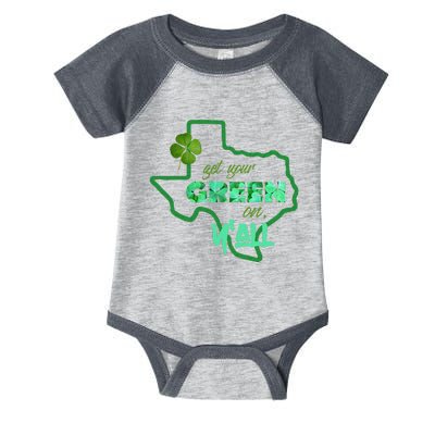 Texan Gift St Patty's Get Your Green On Y'all Cute Infant Baby Jersey Bodysuit