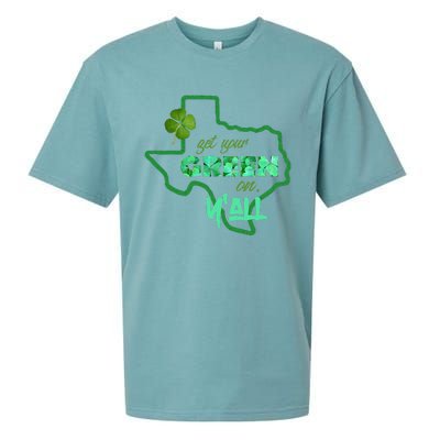 Texan Gift St Patty's Get Your Green On Y'all Cute Sueded Cloud Jersey T-Shirt