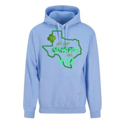 Texan Gift St Patty's Get Your Green On Y'all Cute Unisex Surf Hoodie