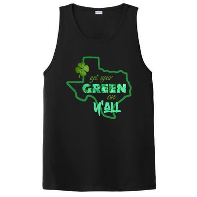 Texan Gift St Patty's Get Your Green On Y'all Cute PosiCharge Competitor Tank