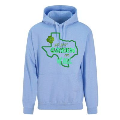 Texan Gift St Patty's Get Your Green On Y'all Cute Unisex Surf Hoodie