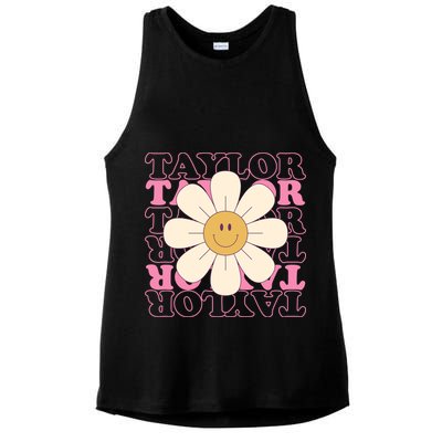 Taylor Groovy Sunflower Retro Ladies PosiCharge Tri-Blend Wicking Tank