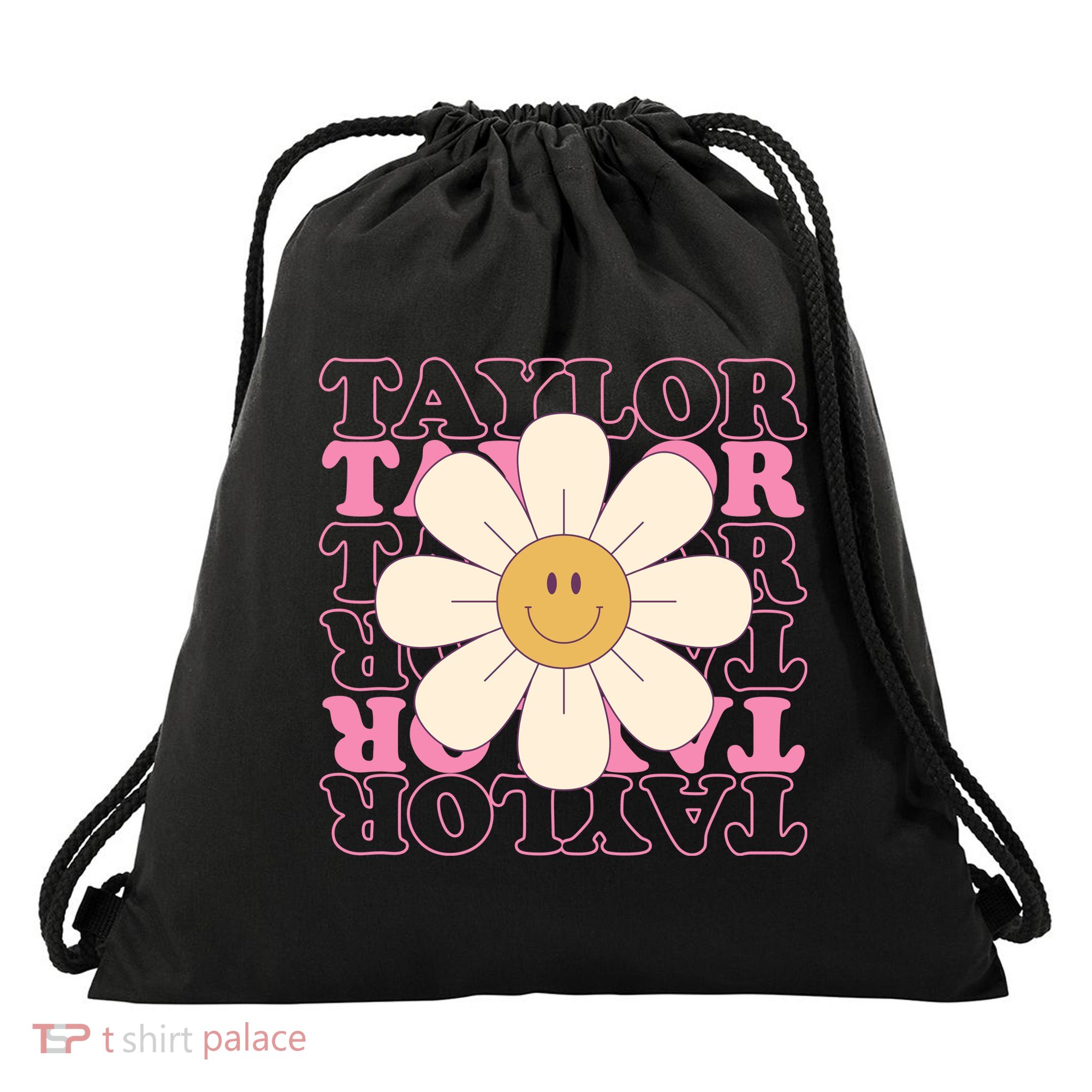 Taylor Groovy Sunflower Retro Drawstring Bag