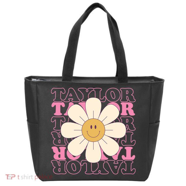 Taylor Groovy Sunflower Retro Zip Tote Bag