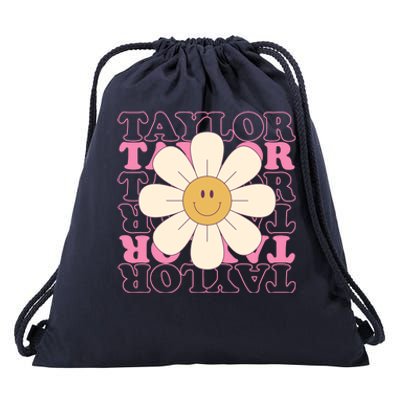 Taylor Groovy Sunflower Retro Drawstring Bag