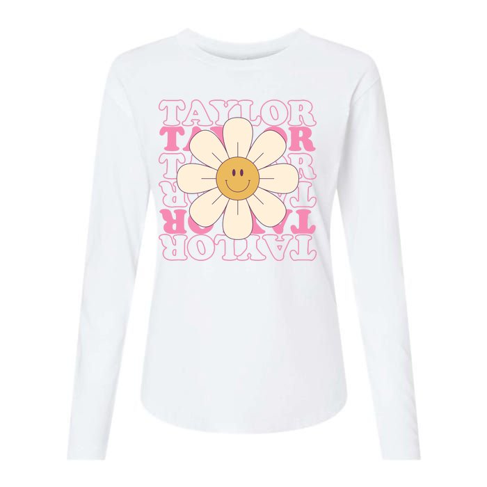 Taylor Groovy Sunflower Retro Womens Cotton Relaxed Long Sleeve T-Shirt