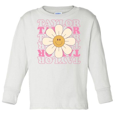 Taylor Groovy Sunflower Retro Toddler Long Sleeve Shirt