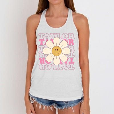 Taylor Groovy Sunflower Retro Women's Knotted Racerback Tank