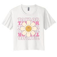 Taylor Groovy Sunflower Retro Women's Crop Top Tee