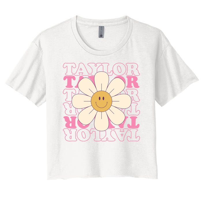 Taylor Groovy Sunflower Retro Women's Crop Top Tee