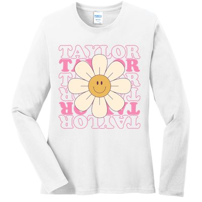 Taylor Groovy Sunflower Retro Ladies Long Sleeve Shirt