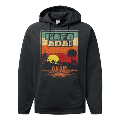 Tropical Guam Seal Hafa Adai Guam Performance Fleece Hoodie