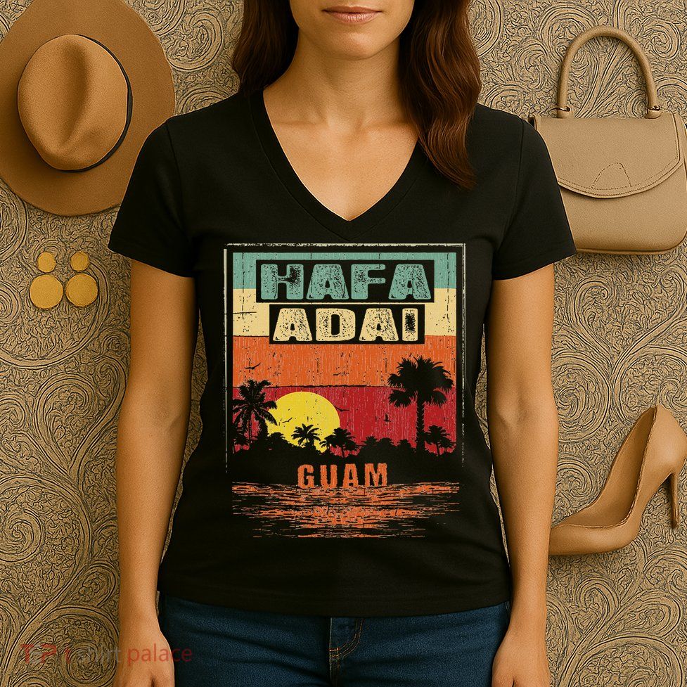 Tropical Guam Seal Hafa Adai Guam Women's V-Neck T-Shirt