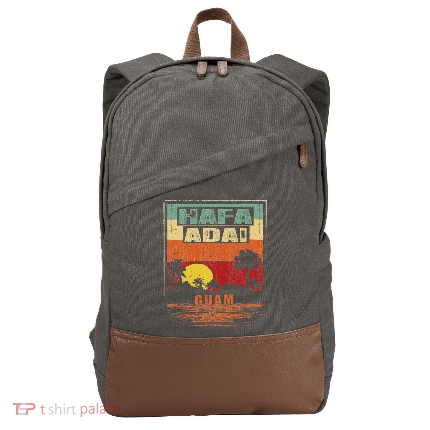 Tropical Guam Seal Hafa Adai Guam Cotton Canvas Backpack