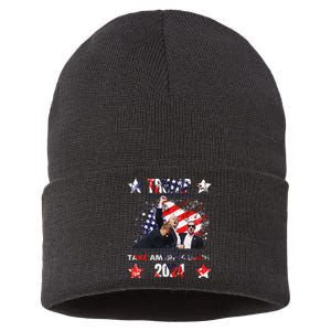 Trump Getting Shot 2024 Sustainable Knit Beanie