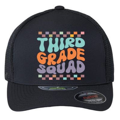 Third Grade Squad Retro Groovy Happy First Day Of School Gift Flexfit Unipanel Trucker Cap