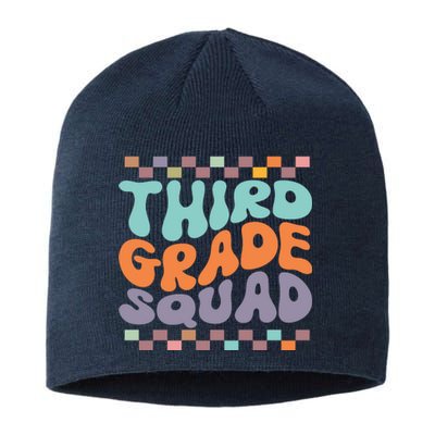 Third Grade Squad Retro Groovy Happy First Day Of School Gift Sustainable Beanie