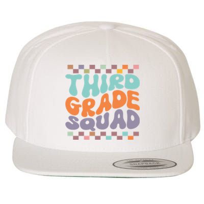 Third Grade Squad Retro Groovy Happy First Day Of School Gift Wool Snapback Cap