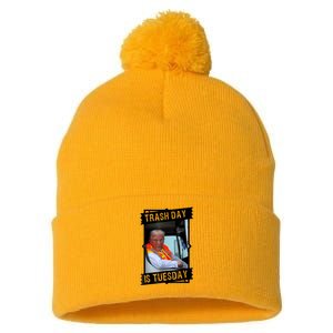 Trump Garbage Truck Trash Day Is Tuesday Pom Pom 12in Knit Beanie