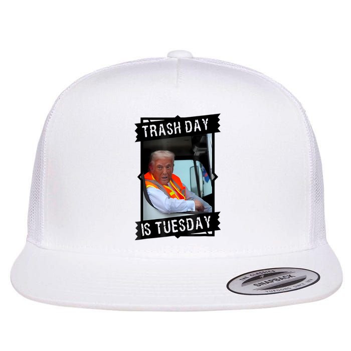 Trump Garbage Truck Trash Day Is Tuesday Flat Bill Trucker Hat