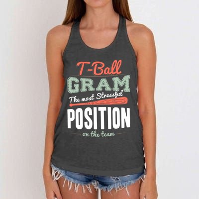 T-ball Gram The Most Stressful Position On The Team Grandma Women's Knotted Racerback Tank