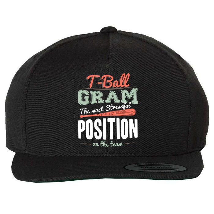 T-ball Gram The Most Stressful Position On The Team Grandma Wool Snapback Cap