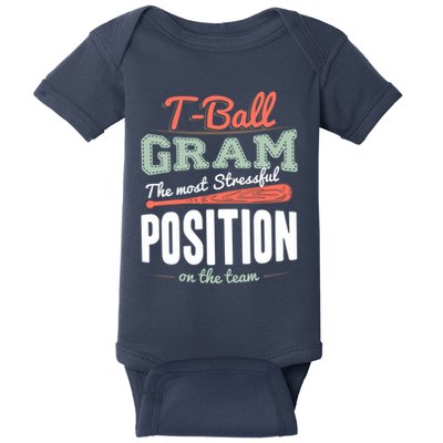 T-ball Gram The Most Stressful Position On The Team Grandma Baby Bodysuit