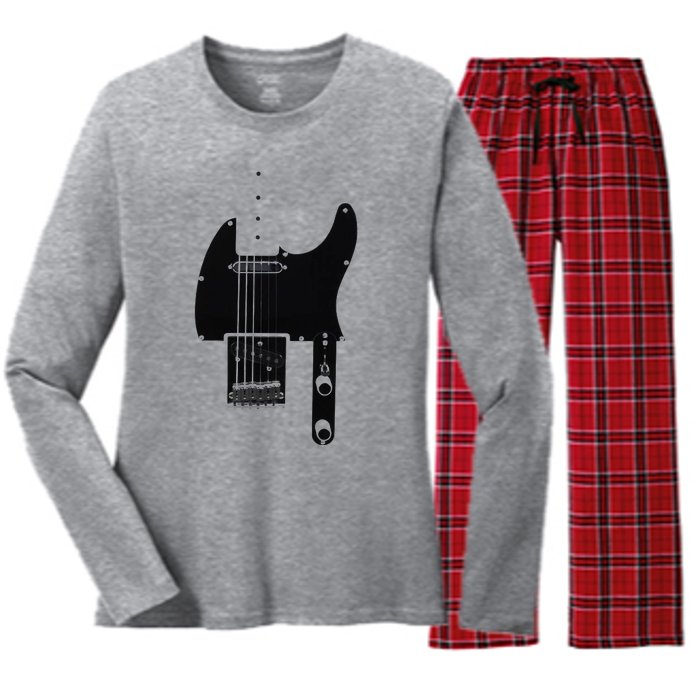 Telecaster Guitar Women's Long Sleeve Flannel Pajama Set 