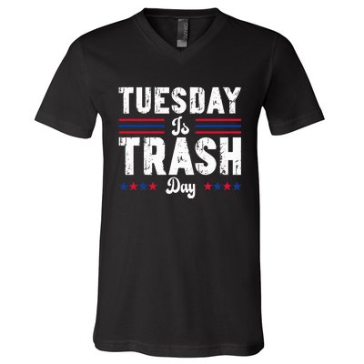 Trump Garbage Truck Trash Day Is Tuesday Garbage Man V-Neck T-Shirt