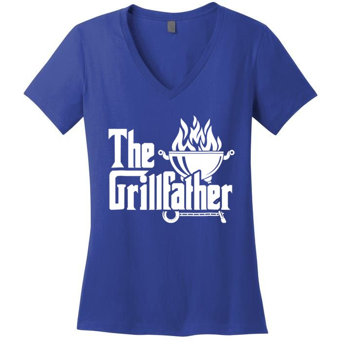 The Grillfather Tee Bbq Lover Summer Gift Women's V-Neck T-Shirt