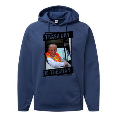 Trump Garbage Truck Trash Day Is Tuesday Performance Fleece Hoodie