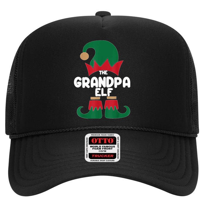 The Grandpa The Dog Dad Elf Christmas Shirts Matching Family High Crown Mesh Back Trucker Hat