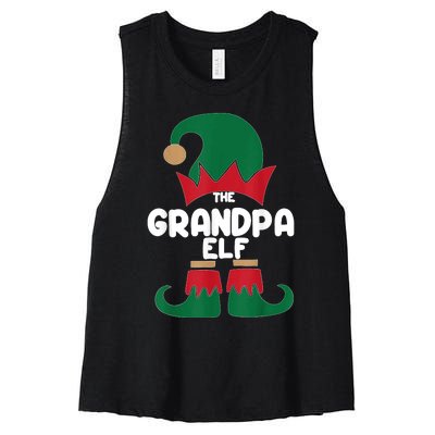 The Grandpa The Dog Dad Elf Christmas Shirts Matching Family Women's Racerback Cropped Tank