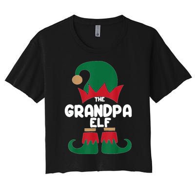 The Grandpa The Dog Dad Elf Christmas Shirts Matching Family Women's Crop Top Tee